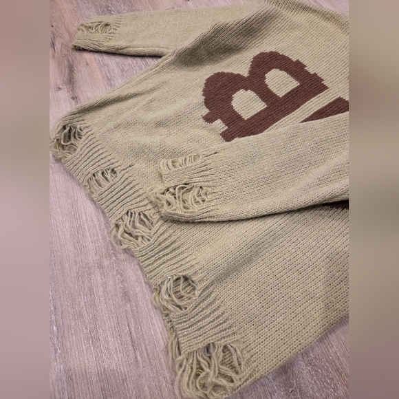 Beige & Brown Sweater with Logo - Picture 3 of 4